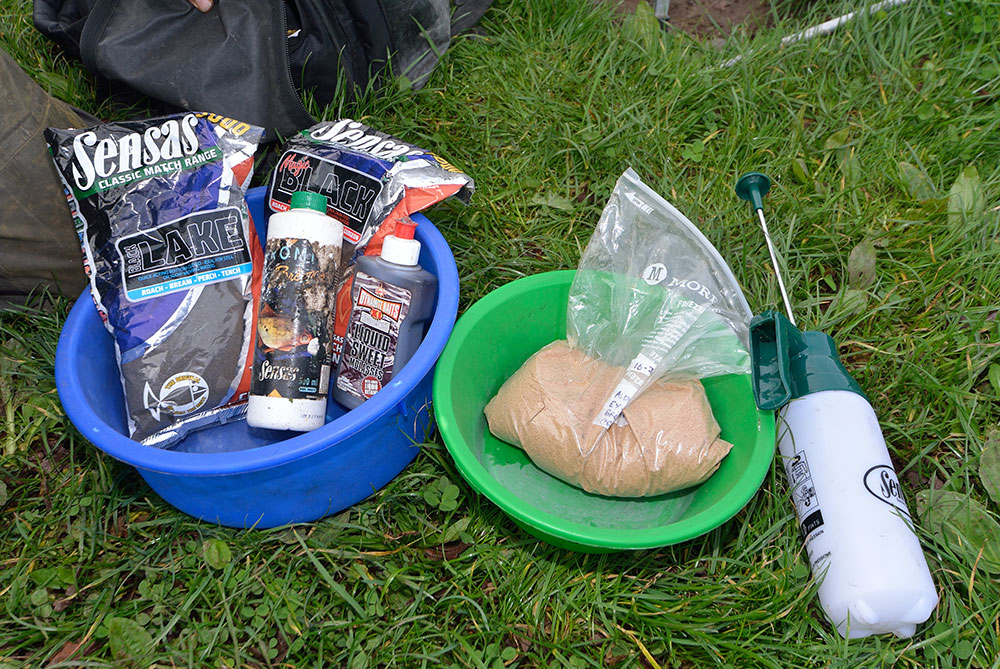 Magic mix - Alan's groundbaits and additives which he believes work well for bream.