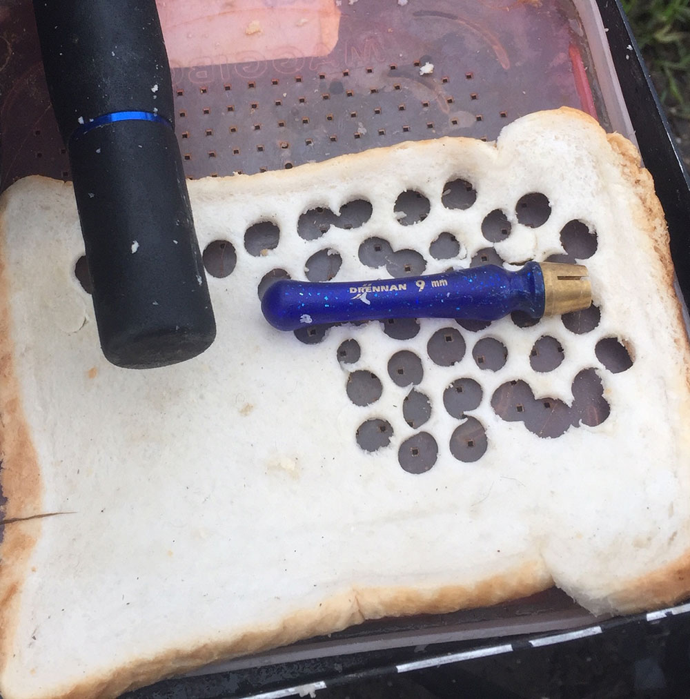 River Float Fishing with Punched Bread: A busy day! You can see that the Drennan punches really do create a clean, well compressed disc of punched bread. Essential for fuss-free fishing.