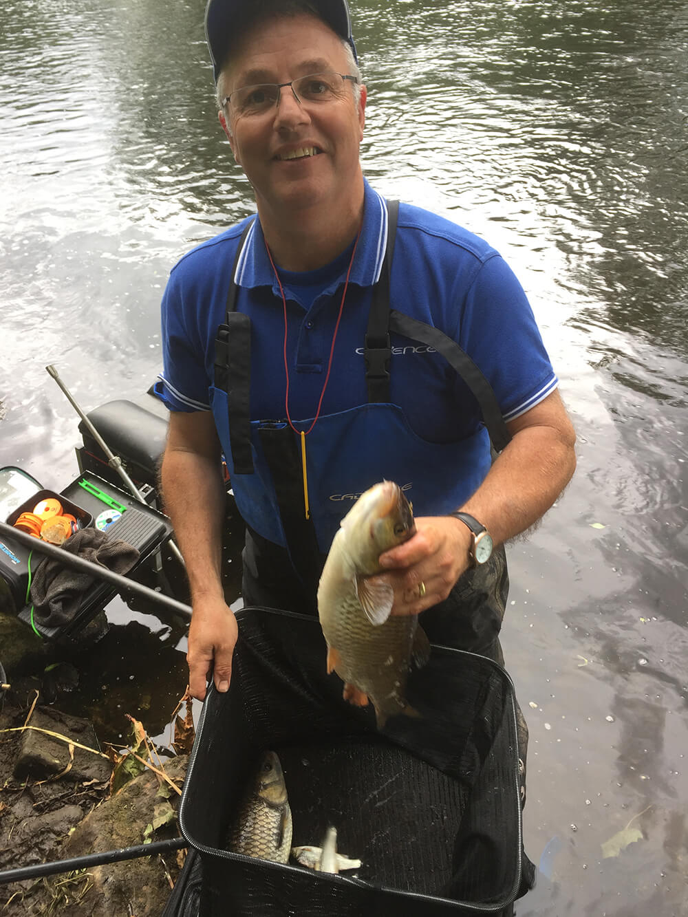 NET RESULT: Alan with his Riverfest catch from the Yorkshire Calder in 2018, when a bit of watercraft and strong-arm tactics were called for.
