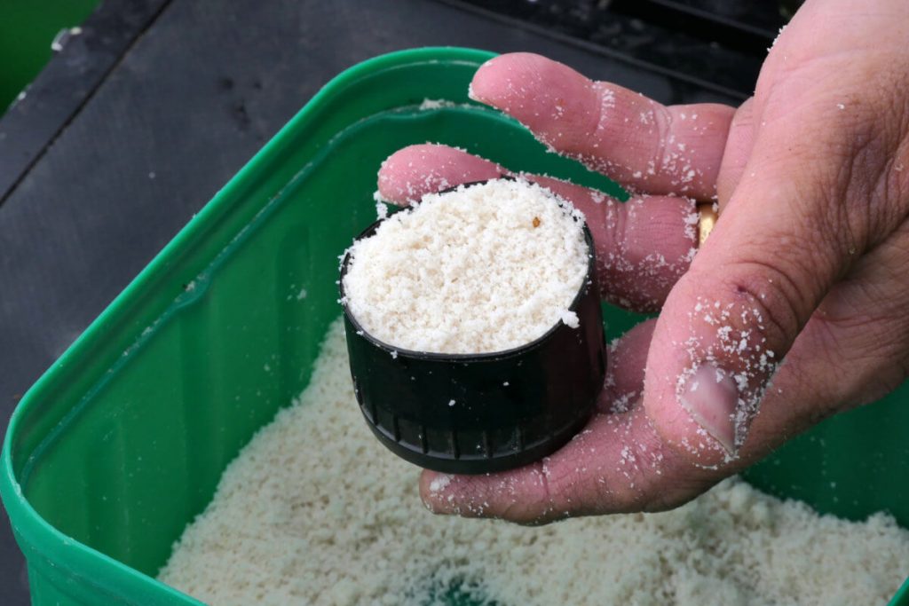 Fishing with bread, liquidised bread.